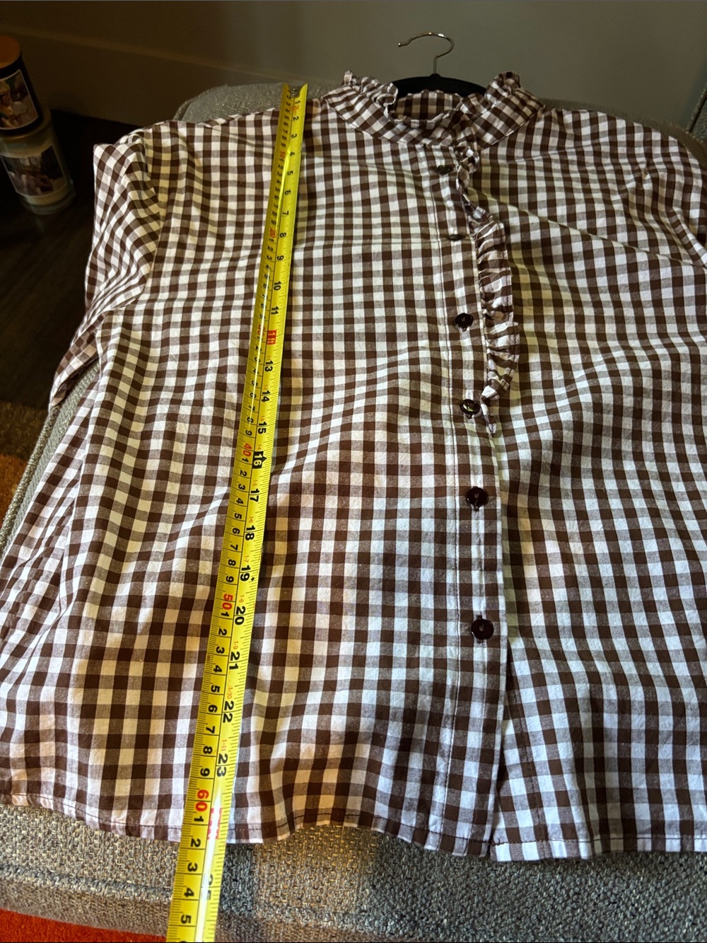 White and brown plaid blouse, NWOT - Picture 6 of 6